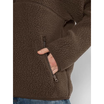 Warm LASLULU Half Zip Sherpa Fleece Jacket for Women