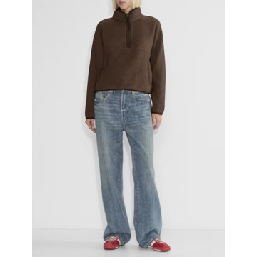 Warm LASLULU Half Zip Sherpa Fleece Jacket for Women