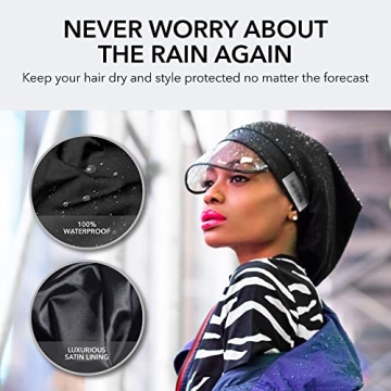 Hairbrella Waterproof Rain Hat, UV Protection, Travel Friendly