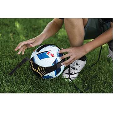 Football Kick Trainer Soccer Training Aids Hands Free Throw Sole Practice Equipment for Kids with Adjustable Belt Elastic Rope Fits Ball 3, 4,and 5