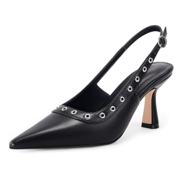 Coutgo Women's Stylish Slingback Kitten Heels for Comfort