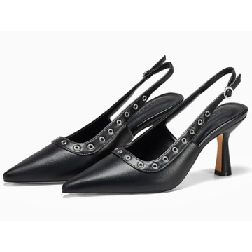 Coutgo Women's Stylish Slingback Kitten Heels for Comfort