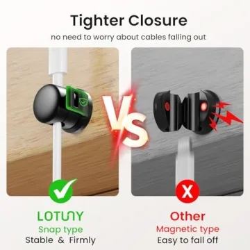 LOTUNY Cable Clips 8 Pack for Ultimate Cord Organization