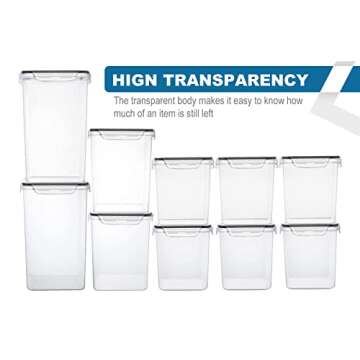 VERONES Large Tall Airtight Food Storage Containers, 10 PACK Plastic Airtight Kitchen & Pantry Organization, Ideal for Flour & Sugar - BPA-Free - Plastic Canisters with Labels