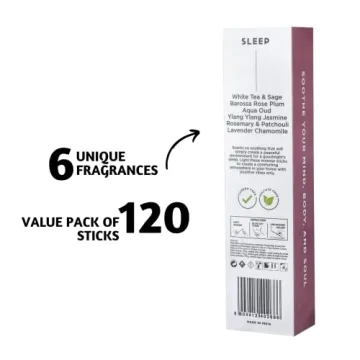 Folkulture Incense Sticks Variety Pack - 120 Natural Aromas