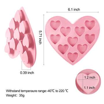 Boao 4 Pack/40-cavity Valentine Silicone Molds Heart Shaped Silicone Molds 0.24 oz Non Stick Chocola...