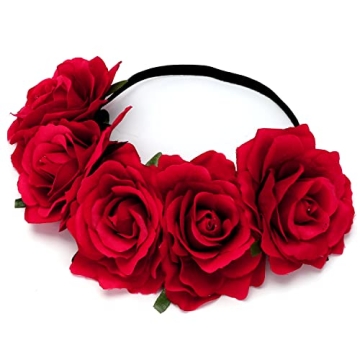 VELSCRUN Red Flower Crowns for Women, Flower Crown for Maternity Photoshoot, Flower Girl Headpiece, ...