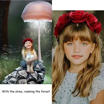 VELSCRUN Red Flower Crown - Perfect for Maternity and Weddings