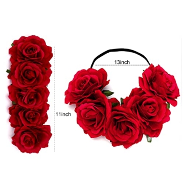 VELSCRUN Red Flower Crown - Perfect for Maternity and Weddings