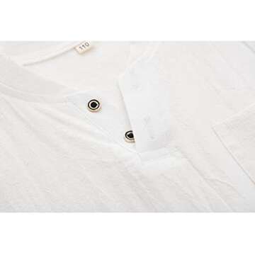 POBIDOBY Boy's T-shirt and Shorts Set Cotton Linen Summer Short Sleeve Children Two Pieces Clothing Pants Sets (White, 5T)