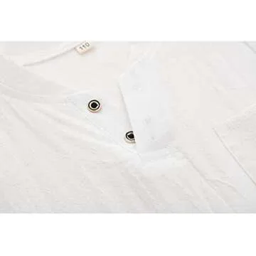 POBIDOBY Boy's T-shirt and Shorts Set Cotton Linen Summer Short Sleeve Children Two Pieces Clothing Pants Sets (White, 5T)