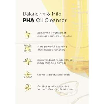 Hanskin Pore Cleansing Oil, Oil Cleanser for Face, Makeup Blackhead Remover, Korean Cleanser for Sensitive Skin [PHA] (10.14 oz)