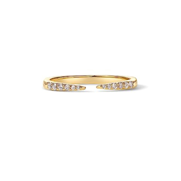 PAVOI 18K Yellow Gold Plated Open Eternity Ring | Cubic Zirconia Stacking Bands for Women | Dainty S...