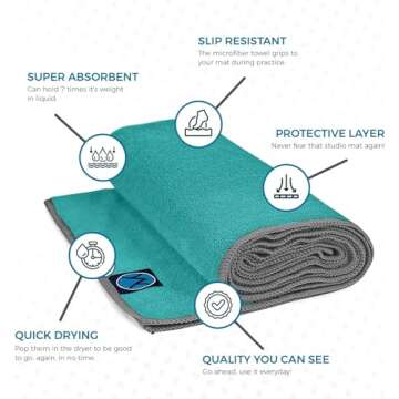 Youphoria Yoga Microfiber Non-Slip Hot Yoga Towel