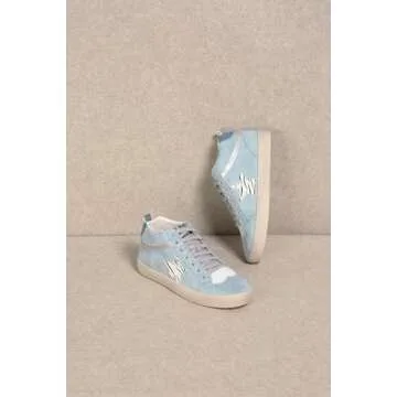 Mi.iM Daisy Rubber Sole Lace-up Glitter Suede Mid Star Sneakers(8.5, Light Blue)