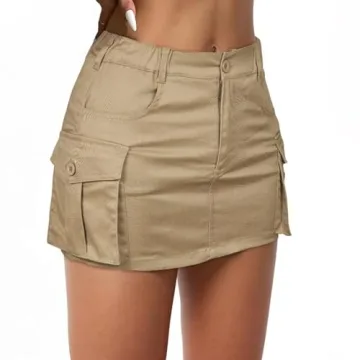Stylish Women Low Waist Mini Cargo Skirt - Y2K Denim with Pockets