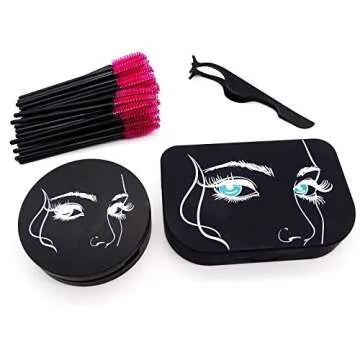 False Eyelash Case Eyelash Tweezers Set Eyelash Storage Box with Mirror Make Up Travel Container Holder Case with Lash Brush Tweezers Eyelashes Applicator