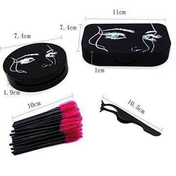False Eyelash Case Eyelash Tweezers Set Eyelash Storage Box with Mirror Make Up Travel Container Holder Case with Lash Brush Tweezers Eyelashes Applicator