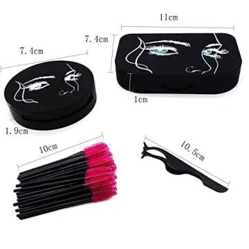 False Eyelash Case Eyelash Tweezers Set Eyelash Storage Box with Mirror Make Up Travel Container Holder Case with Lash Brush Tweezers Eyelashes Applicator