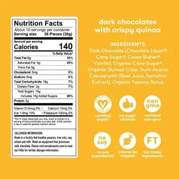 UNREAL Dark Chocolate Quinoa Gems (Value Size Bag) | Vegan, Colors from Nature | Fair Trade, Non-GMO | Gluten Free, No Sugar Alcohols or Soy | 11oz