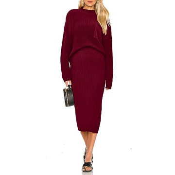 PRETTYGARDEN Womens 2024 Fall Two Piece Outfits Ribbed Knit Long Sleeve Pullover Sweater and Bodycon...