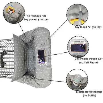 ICOPUCA Shopping Cart Cover for Baby boy Girl, Anti Slip Design, Cotton High Chair Cover, Machine Washable for Infant, Toddler, Grocery Cover (Grey)