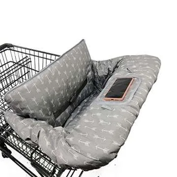 ICOPUCA Shopping Cart Cover for Baby boy Girl, Anti Slip Design, Cotton High Chair Cover, Machine Washable for Infant, Toddler, Grocery Cover (Grey)