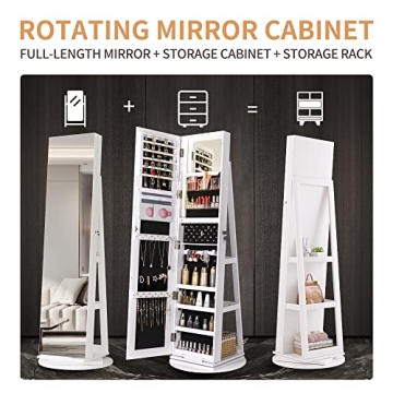 Kasibie Jewelry Armoire with LED Lights & Full Storage