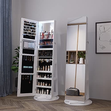 Kasibie Jewelry Armoire with LED Lights & Full Storage