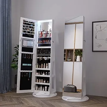 Kasibie Jewelry Armoire with LED Lights & Full Storage