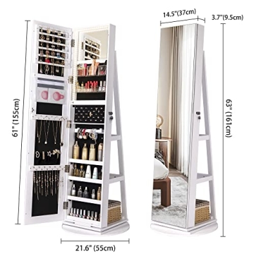 Kasibie Jewelry Armoire with LED Lights & Full Storage