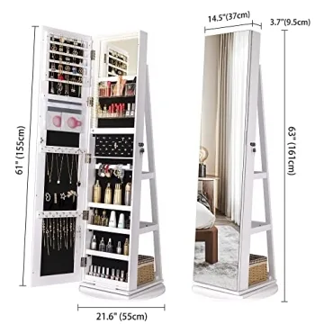 Kasibie Jewelry Armoire with LED Lights & Full Storage