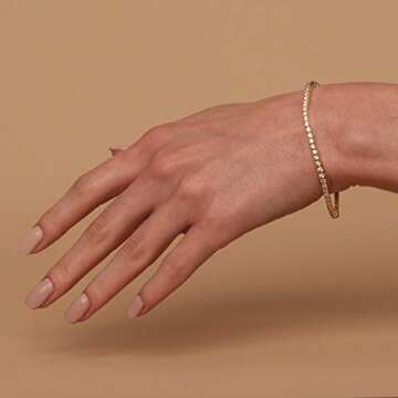 PAVOI 14K Gold Plated Cubic Zirconia Classic Tennis Bracelet | White Gold Bracelets for Women | 7.5 ...
