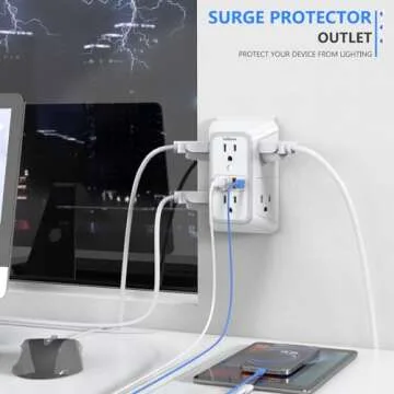 JcBlaon Outlet Extender Surge Protector - 6 Outlet Splitter with 4 USB Ports (2 USB C), Multiple Plug Expander Wall Charger, 3 Sided Multi Plug Wall Adapter Power Strip for Home Office Kitchen Travel