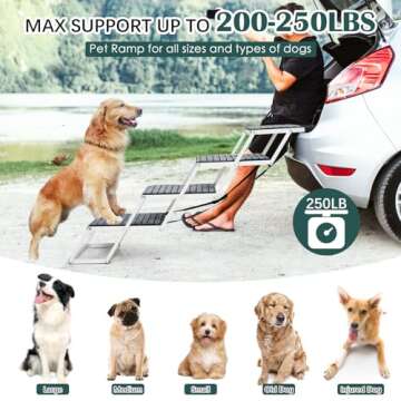 Dog Ramp for Car, Extra Wide Dog Car Stair for Large Dogs, Pet Steps Lightweight Aluminum Foldable Dog Steps for Cars and SUV,High Beds, Trucks, Supports up to 200 lbs (Extra Wide-4 Steps with Rug)