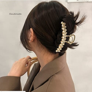 Elegant Metal Pearl Hair Claw Clips for Secure Styling