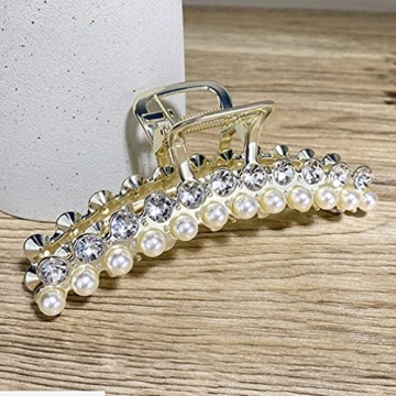 Elegant Metal Pearl Hair Claw Clips for Secure Styling