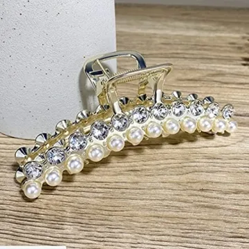 Elegant Metal Pearl Hair Claw Clips for Secure Styling