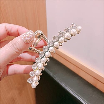 Elegant Metal Pearl Hair Claw Clips for Secure Styling