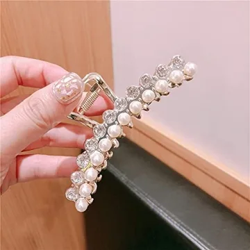 Elegant Metal Pearl Hair Claw Clips for Secure Styling