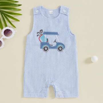 Tsnbre Newborn Baby Boy Girl Summer Ribbed Romper Overalls (0-18M)