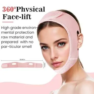 Double Chin Reducer, Double Chin Eliminator V Line Lifting Mask with Chin Strap for Double Chin for Women -Face Lift (Pink)