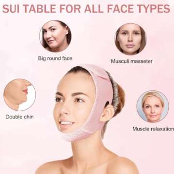 Double Chin Reducer, Double Chin Eliminator V Line Lifting Mask with Chin Strap for Double Chin for Women -Face Lift (Pink)