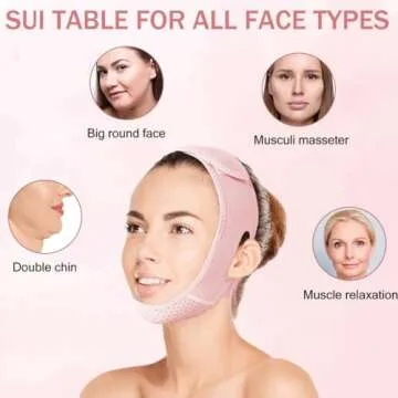 Double Chin Reducer, Double Chin Eliminator V Line Lifting Mask with Chin Strap for Double Chin for Women -Face Lift (Pink)
