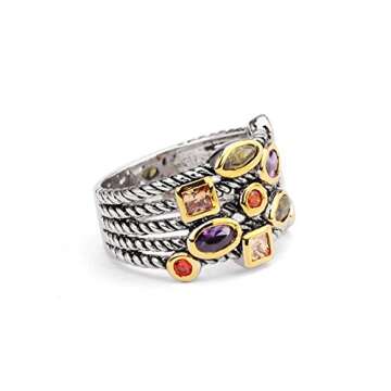 UNY Ring Beautiful Multi CZ Twisted Cable Wire Designer Fashion Brand Vintage Love Antique Womens Jewelry (9)