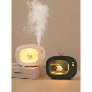 LeMall led Night Light Mist humidifier led Color Changing Rechargeable Night Light, Silent Operation, Lasts 6 Hours of Work White Shell Unicorn