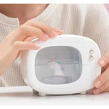 LeMall led Night Light Mist humidifier led Color Changing Rechargeable Night Light, Silent Operation, Lasts 6 Hours of Work White Shell Unicorn