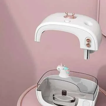 LeMall led Night Light Mist humidifier led Color Changing Rechargeable Night Light, Silent Operation, Lasts 6 Hours of Work White Shell Unicorn