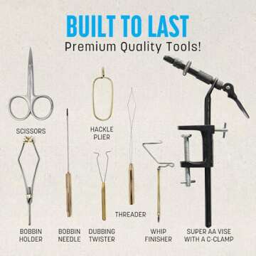 CREATIVE ANGLER Deluxe Fly Tying Kit for Fly Fishing - Complete Fly Tying Tools Kit, Ideal for Beginners and Pros, Includes Fly Tying Feathers, Vice, Bobbin, Rotary Tool for Your Fly Tying Station