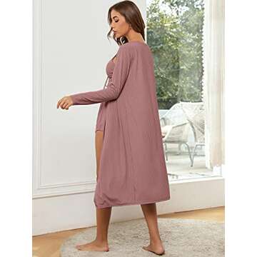 SheIn Women's 3 Piece Pajama Set Open Front Cardigan Cami Crop Top Shorts Loungwear Sleepwear Dark Pink Small